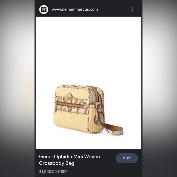 🐍🆕GUCCI Raffia Watersnake Mini Ophidia Shoulder Bag Beige 🆕🐍 - Picture 14 of 15